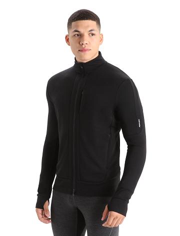 Sweat À Capuche Icebreaker Merino Quantum III Long Sleeve Zip Homme Noir | FR 1263QMAZ